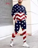 Tute da uomo Arrivo Bandiera americana Uomo Jogger Abbigliamento sportivo Primavera Autunno Set da 2 pezzi Tuta T-shirt a maniche lunghePantaloni da ginnastica 230920