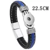 Charm Bracelets Fashion 22.5cm Metal Leather 20mm 18mm Snap Button Bracelet DIY Jewelry K5321