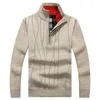 Herrtröjor Autumn Winter Pullovers Knit tröja Casual Half Zipper Luxury Designer Kläder Turtleneck Ull för män