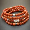 MG0836 6 mm Grau Carnelian 108 Mala Yoga Joias Buda Equilíbrio Espiritual Envoltório Pulseira Presente para Her2395