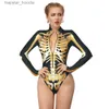 Kobiety Jumpsuits Rompers Nowy moda zamek błyskawiczny ciasny kombinezon Kobiety z nadrukiem Bodysuit Bodysuit Cosplay Ropa de Mjer damski odzież Playsit L230921