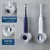 Tandborstehållare 1 st elektrisk tandborstehållare Set väggmonterad dusch utrymmebesparande badrum lagringsverktyg arrangör caddy självhäftande dekor 230921