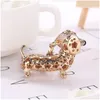 Chaveiros Lanyards Rhinestone Cristal Dog Dachshund Chaveiro Saco Charme Pingente Chaves Titular Chaveiro Jóias Para Mulheres Menina Presente Dhof0