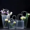 Clear Flower Bouquet Gift Bag Trapezoidal Plastic Storage Handbag PVC Packing Bags Birthday Party Holiday Handbags Large Wrap Flor223b