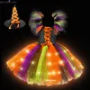 Cosplay Halloween Girls Witch Dress Princess LED Light Up Dress for Girls Party Toddler Kids Pumpkin Costume Carnival Evening Dresses 230920