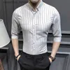 Men's Dress Shirts 2023 New Shirts for Men Clothing Korean Slim Fit Half Sleeve Shirt Men Casual Plus Size Business Formal Wear Chemise Homme 5XL-M L230921