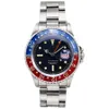 TWF 6542 Vintage GMT A2836 Automatic Mens Watch 38mm Pepsi Bezel White Stick Dial Red Calendar Oystersteel Stainless Steel Bracele256L