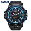 Homem relógio smael marca esporte relógios data alarme cronômetro relógio masculino esporte relógio digital s choque 1545 azul led relógio watproof222s