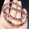 Link Bracelets Natural Tourmaline Cube Bracelet String Charms Handmade Crystal Jewelry Stretch Fashion Bangle Children Birthday Gift 1PCS