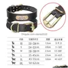 Hundehalsbänder, Leinen, echtes Lederhalsband, personalisierte Haustier-ID, individuell graviertes Etikett für kleine große Hunde, Pitbl Deutscher Schäferhund 20222011 Dhd7R