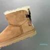 Mulheres mini botas de inverno luxo clássico único fita arco baixo cano neve bota sola de borracha anti slides e quente fundo plano senhoras botas