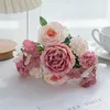 Dekorativa blommor 7 gaffel Silk Peony Rose Hortangea Artificial Flower For Wedding Garden Arch Christmas Wreath Decoration Floral Arrangement