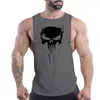 Camisetas sin mangas para hombres Four Seasons Fitness al aire libre para hombres adultos O-Collar Chaleco Scary Skull Pattern 2d Impreso Transpirable Elegante Camisa sin mangas