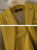 Ternos femininos S-4XL plus size amarelo cáqui preto escritório senhoras blazer e jaqueta feminina sólida manga longa negócios trabalho wear formal