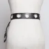Paski moda harajuku kobiet punkowy łańcuch regulacyjny czarny podwójny/pojedynczy ogień metalowy klamra skórzana klamra do dżinsów
