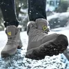 Stövlar Vinter Mäns varma läder Snö Anti Slip Ankle Outdoor Hållbara arbetsskor Vattentät vandring