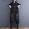 Kvinnors jumpsuits Rompers #1481 Polka Dot Printed Black Denim Jumpsuits Kvinnor Lossa ärmlösa jeans Jumpsuits Female Front Pockets Denim Rompers Spring L230921