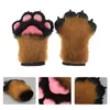 Cinco dedos luvas lobo cão es pata garra traje acessórios cosplays animal peludo pelúcia dedo completo luvas fursuit para adultos 230921