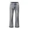 Mens Jeans Vintage Patchwork Flared Y2k Streetwear Wide Leg Denim Pant Hip Hop Black Colorblock Slim Fit for Men 230921