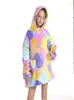 Vêtements de nuit pour femmes automne et hiver enfants bébé filles composé flanelle agneau dessin animé en trois dimensions sweat à capuche à capuche vêtements de maison