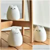 Nachtverlichting Schattige Dieren Kleine Kat Aanraaksensor Controle Led 3 Batterijen Zachte Sile Lamp Lantaarn Cadeau Decoratief Drop Delivery Lighti Otevy