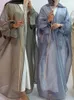 Roupas étnicas Verão Eid Djellaba Abaya Dubai Brilhante Macio Puff Mangas Vestido Muçulmano Sedoso Abaya Dubai Turquia Vestido Muçulmano Islam Abayas WY800 230921