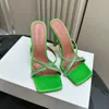 Kapcie rhinestone Amina Muaddi Designers Buty 10,5 cm Wysokie obcasowe sandały letnie z pudełkowymi damskimi szpulami szpuli Sznurka sandałowa nowość