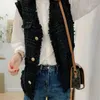 女性用ベスト2023春秋の粗いツイードファッションノースリーブベストコート汎用性の高い快適なゆるい女性タンクトップジャケット