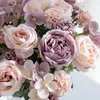 Dekorativa blommor 7 gaffel Silk Peony Rose Hortangea Artificial Flower For Wedding Garden Arch Christmas Wreath Decoration Floral Arrangement