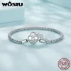 Braccialetti con ciondoli WOSTU Argento sterling massiccio Cuore Blocco chiave Catena di base Bracciale rigido per fai da te Perline con ciondoli Catena di serpenti Maglie Gioielli Regalo 230921