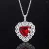 Chains Fashion Trend S925 Silver Inlaid 5A Zircon Ladies Personality Color Treasure Full Diamond Pendant Heart Shape