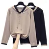 Frauen Pullover Schwarz Grau Hoodies Koreanischen Stil Mode Pullover Für Damen Pullover 2023 Kleidung Tops Bluse Weibliche