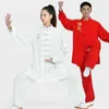 Etnische kleding Volwassen Tai Chi Set Unisex Lente Herfst Lange mouwen Stretch Parel Katoen Nationale stijl Borduren Vechtsportpraktijk