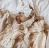 Filtar Swaddling Ruffled Baby Swaddle Filtar för nyfödda sängkläder Baby Accessories Nyfödda får filt bomull