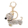 Anahtarlıklar Landards Rhinestone Kristal Köpek Dachshund Keychain Çanta Çanta Kara Kuşak Keyler Zincir Tutucu Anahtar Yüzük Takı Kadınlar Kız Hediye DHOF0