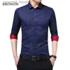 Men's Dress Shirts BROWON Newest Plus Size Male Social Shirt Long Sleeved Men Flower Shirt Men's Shirt Business Imported-china L230921