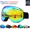 Lunettes de ski avec lentille double couche magnétique Ski Anti-buée UV400 Snowboard pour hommes femmes lunettes lunettes 230921