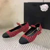 Chaussures de créateurs de canaux Chanelliss des femmes Chanellies Chaussures Dree Mouton Tweed Classic Ballet Flats Talons Boucle Bouettes Fleurs Fleurs Goldtone