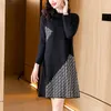 Luxury Designer Vintage Graphic Sweaters Dress Long Sleeve Women Going Out Vacation Party knitted jumper Dress 2023 Autumn Winter Office Lady Elegant Midi Frocks