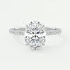 Bagues de cluster Centre ovale avec 1,5 mm Français Set Pave 14K Or blanc 2ct Pierre D Couleur Cut EngagementWedding Moissanite Bague