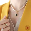 Colares de pingente estilo vintage simples pérola colar para mulheres luxo casamento amor preto zircão moda jóias presente atacado