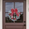 Christmas Decorations Bowknot Christmas Advent Wreath Cordless Berry Garland Lightable Artificial With Led Light String for Door Window Wall Fireplace HKD230921