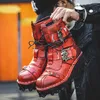 Buty modne krowieńskie skórzane motocykl wojskowe walka gotycka czaszka punk Punk Western platforma Mid-Calf 50