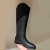 Bottes Kate Chateau 30 en cuir noir avec bout rond, coutures ton sur ton, style à enfiler et talon bloc bas, chaussures de créateur de luxe pour femmes, chaussures d'usine