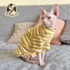 Cat Costumes Hairless Cat Clothes Pure Cotton Striped Bottoming Shirt Sphynx Devon Pet Anti-hair Loss Clothes Cat Clothes HKD230921