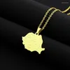 Pendant Necklaces Fashion Romania Map Necklace Stainless Steel Country Outline Jewelry Charm Thin Chain Drop