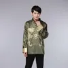 8 Color Chinese Shirt Traditional Chinese Clothing for Men Top Men Tang Suit Dragon Satin Long Sleeve Costume Retro260R