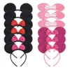 Halloween Toys 12st Mouse Ears pannband PESKIN Födelsedagsfest gynnar barnflickor pojkar hårtillbehör 6black paljett 6 paljett röd 230920