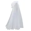 Trenchs de femmes manteaux de mariage manteau blanc / ivoire / noir tulle à capuche longue mariée châle manteau femme cape simple