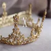 Blaskly Gold Rhinestones Wedding Party Bridal Crown Tiara Tiara Bride Kobiet Ladie Round Crystal Hair Crown231z